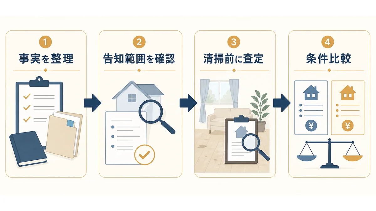 孤独死があった実家を売るまでの流れの図
