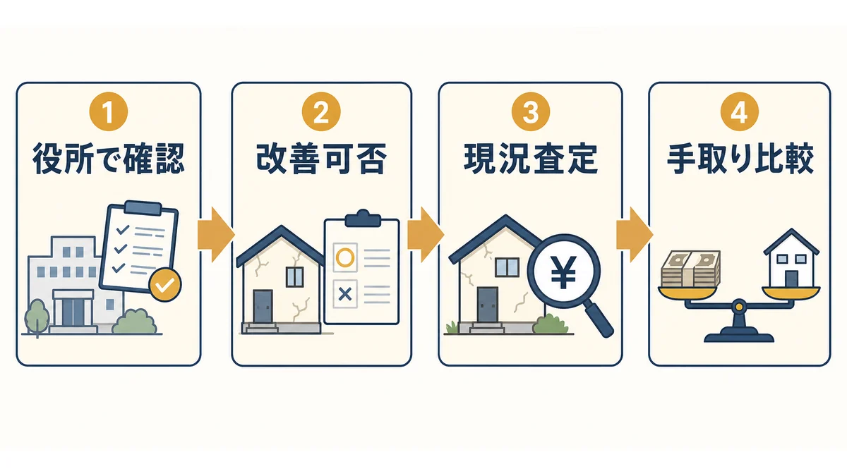 再建築できるかを確認する流れの図