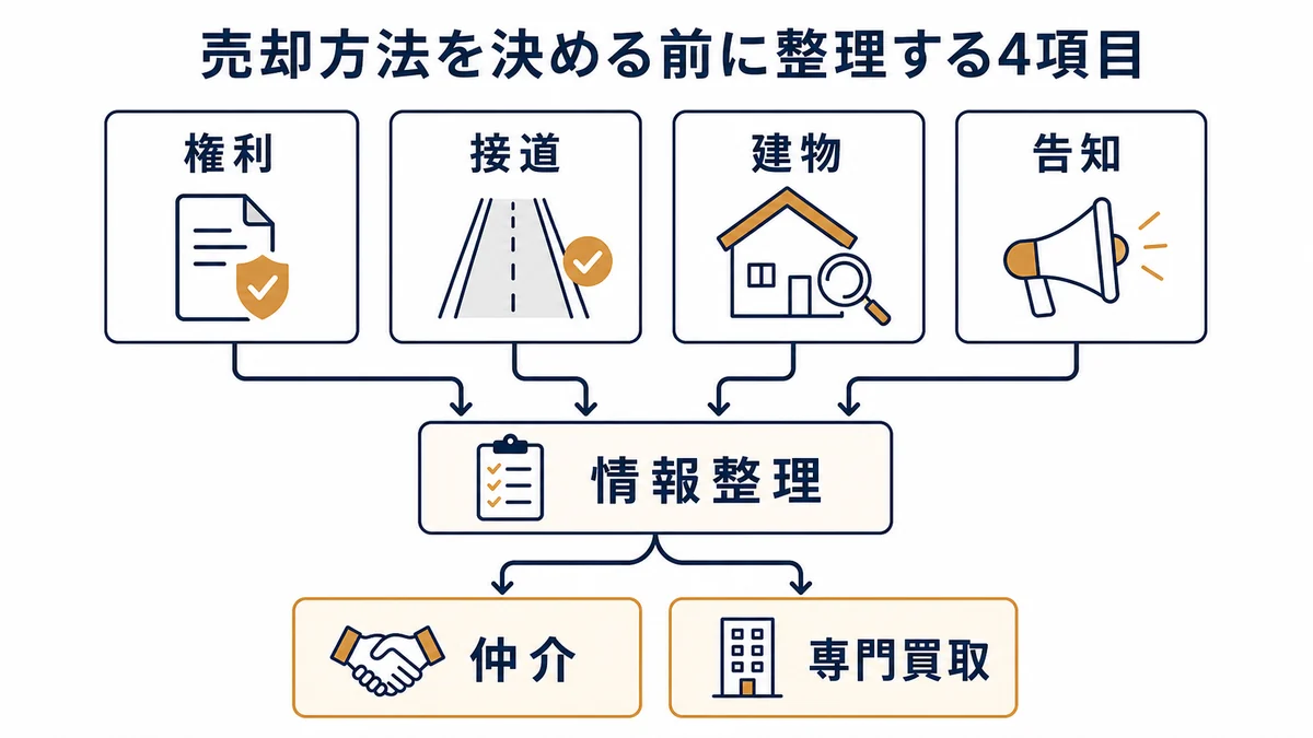 売却方法を決める前に整理する4項目の図